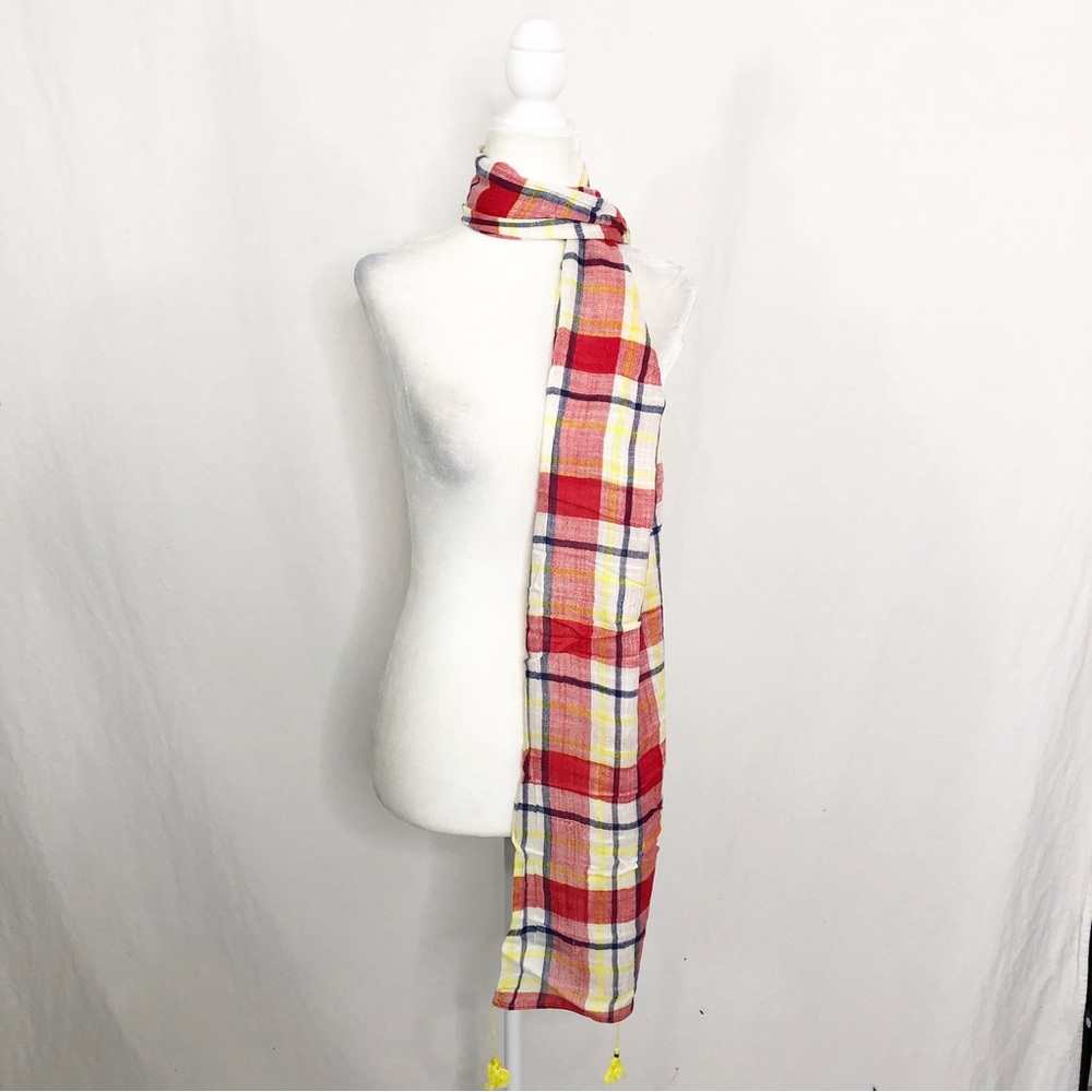 Abercrombie Plaid Scarf, Red Blue Yellow Plaid